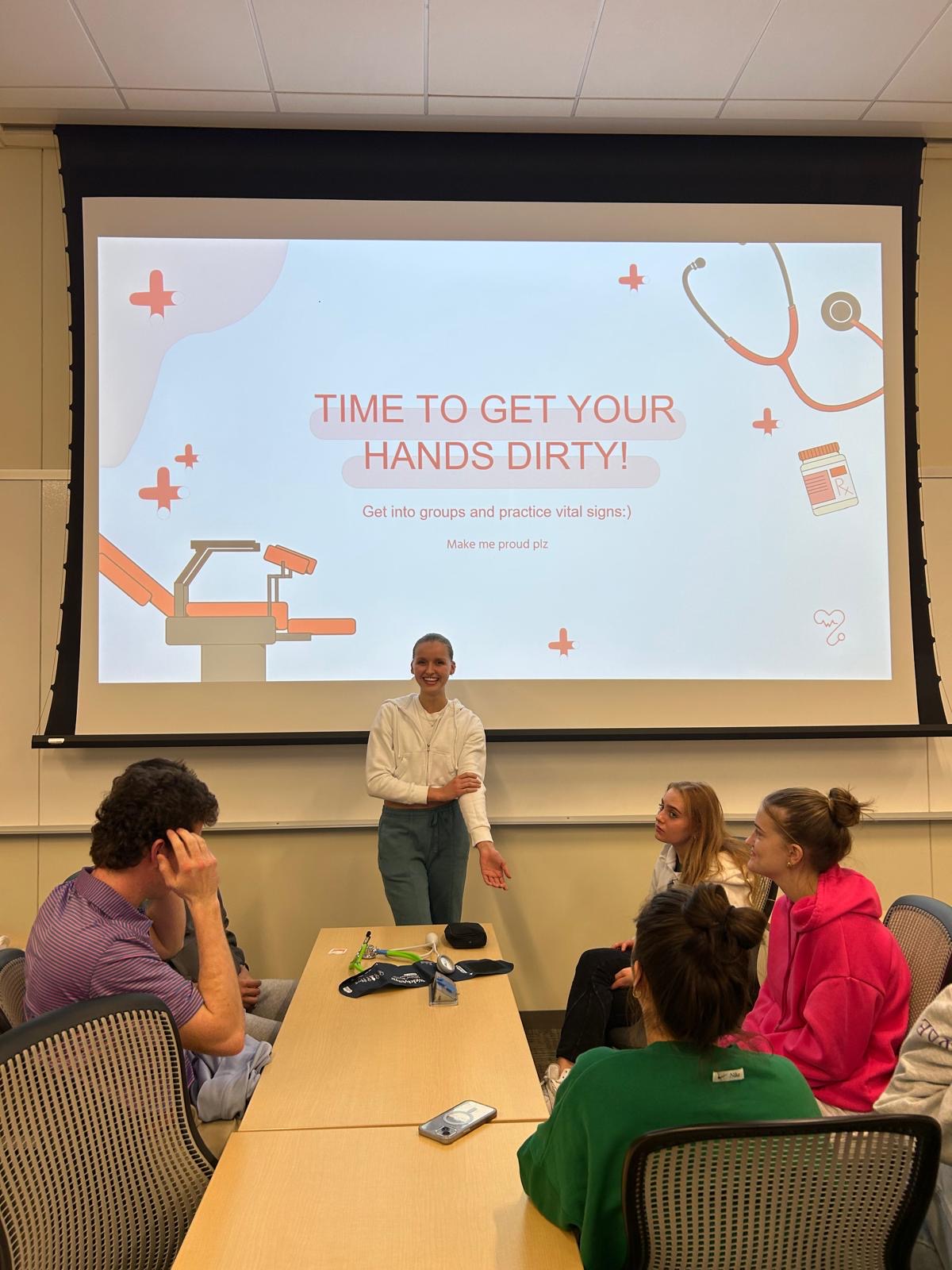 Gamecock EMS training session on practicing vital signs