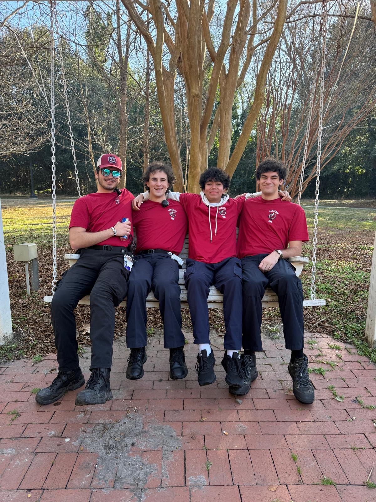 Gamecock EMS members on a campus swing in uniform