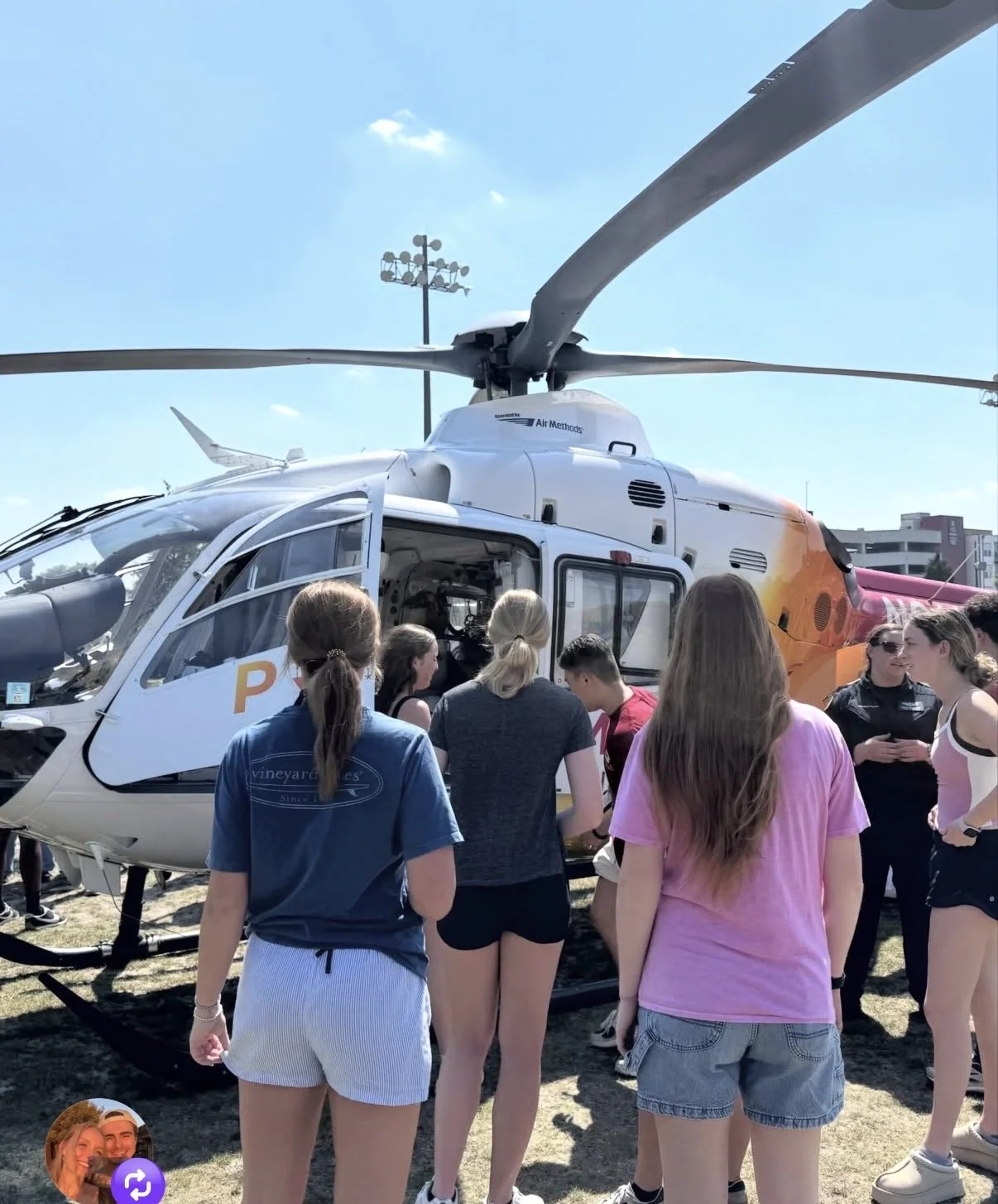 Gamecock EMS members touring an air medical helicopter